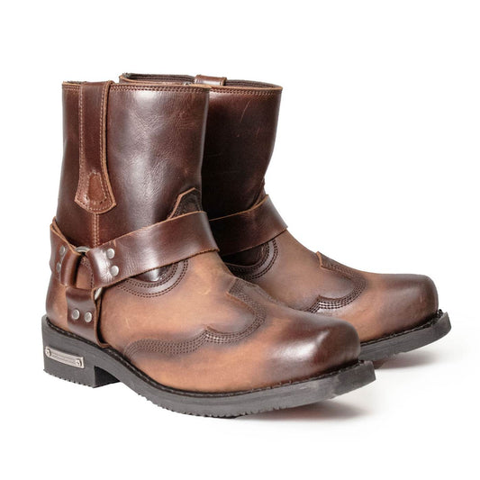 Milwaukee Leather Men's Copper Ridge Brown Suede Harness Boots, MBM9054