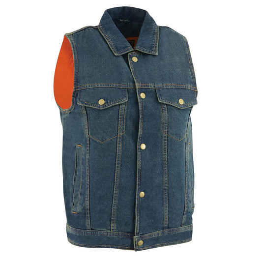 Milwaukee Leather Men's Denim Motorcycle Biker Vest - DM1331
