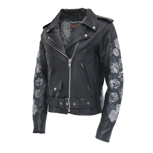 Hot Leathers Women's Black Motorcycle Jacket JKL2002
