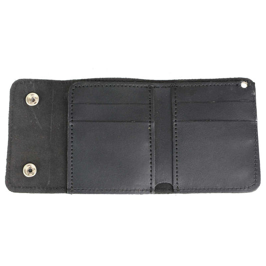 Milwaukee Leather Men's Black Buffalo Nickel Flap Chain Wallet, MLW7821