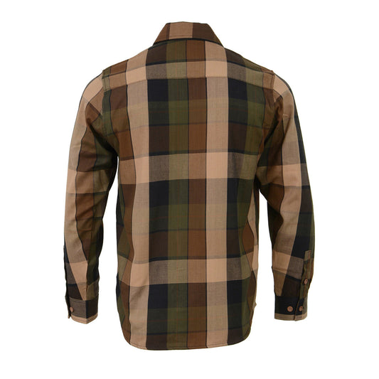 Milwaukee Leather MNG11667 Men's Brown and Beige Long Sleeve Cotton Flannel Shirt
