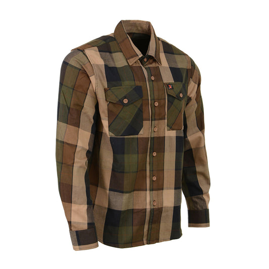 Milwaukee Leather MNG11667 Men's Brown and Beige Long Sleeve Cotton Flannel Shirt