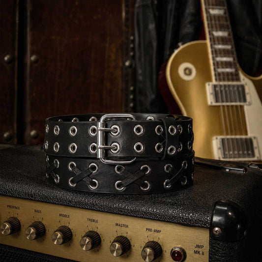 Milwaukee Leather Men's Double Prong Grommet Genuine Leather Belt, MP7137