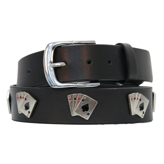 Milwaukee Leather Men's Playing Card Emblem Genuine Leather Belt, MP7139