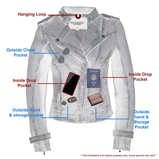 Milwaukee Leather Women's Maiden Pink Premium Sheepskin Motorcycle Fashion Leather Jacket - SFL2840