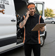 Milwaukee Motorcycle Clothing Co. Men’s Blk/Orange Mechanic Work Shirt – w / Reflective Strip, Rider‑Built MDM11610