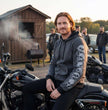 Milwaukee Leather Men's Bare Bones Charcoal Reflective CE Armored Riding Hoodie, Shoulder-Elbow Armor - MPM1798
