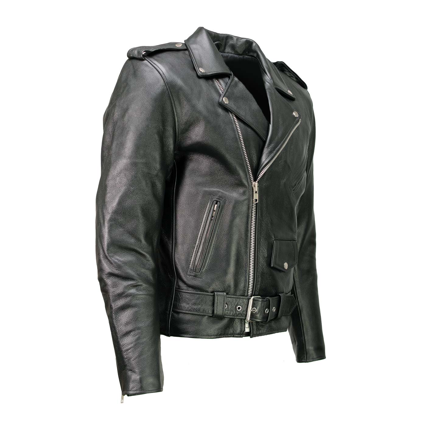 Milwaukee Leather Men's Classic Black Leather Motorcycle Jacket, LKM1703