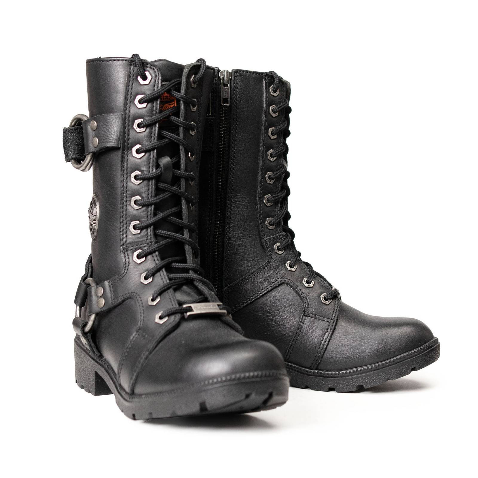 Milwaukee Leather Women's Premium Leather Motorcycle Riding Boots - Lace-To-Toe Harness - Zipper Closure - MBL9391
