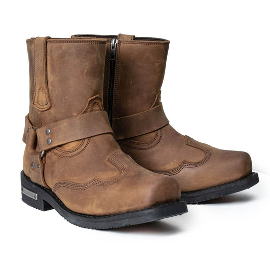 Milwaukee Leather Men's Copper Ridge Brown Suede Harness Boots, MBM9053