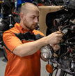 Milwaukee Leather MDM11670 Men’s Orange-Black Mechanic Work Shirt w/ Reflective Strip - Heavy-Duty Button-Up