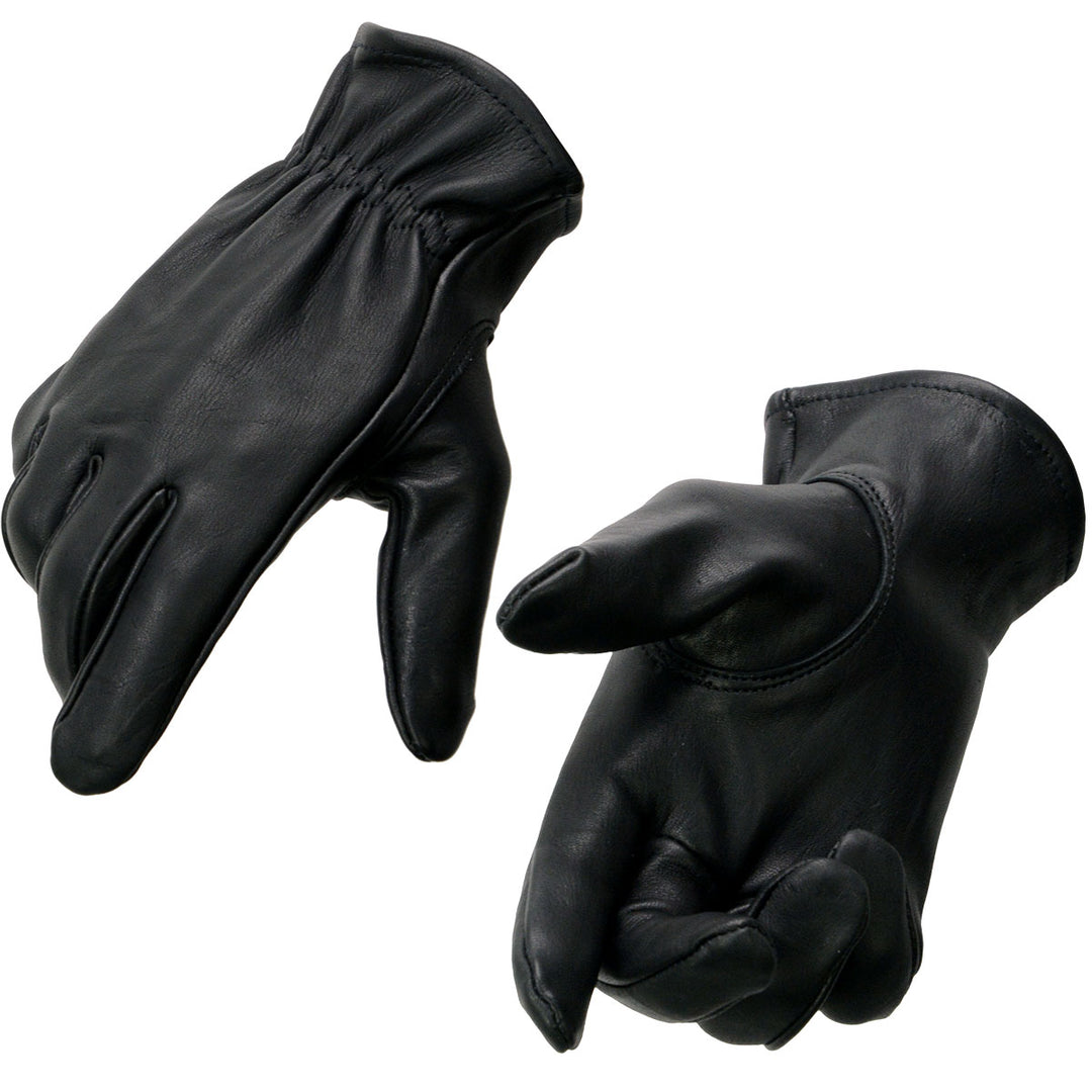 Milwaukee Leather MG7595 Men's Black Deerskin Unlined Motorcycle Gloves w/ Cinch Wrist Closure