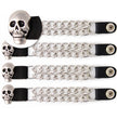 Milwaukee Leather Skull Head Medallion Vest Extender - Double Chrome Chains Genuine Leather 6.5" Extension 4-PCS MLA6019SET