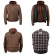 Milwaukee Leather MLM1518 Men's 'Scoundrel' Vintage Crazy Horse Brown Leather Jacket w/ Removable Hoodie