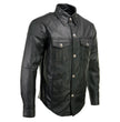 Milwaukee Leather MLM1611 Men's Premium Black Leather Casual Biker Rider Shirt w/ Vintage 5 Cent Buffalo Buttons
