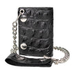 Milwaukee Leather Black Leather Crocodile-Stamped Tri-Fold Wallet, MLW7842