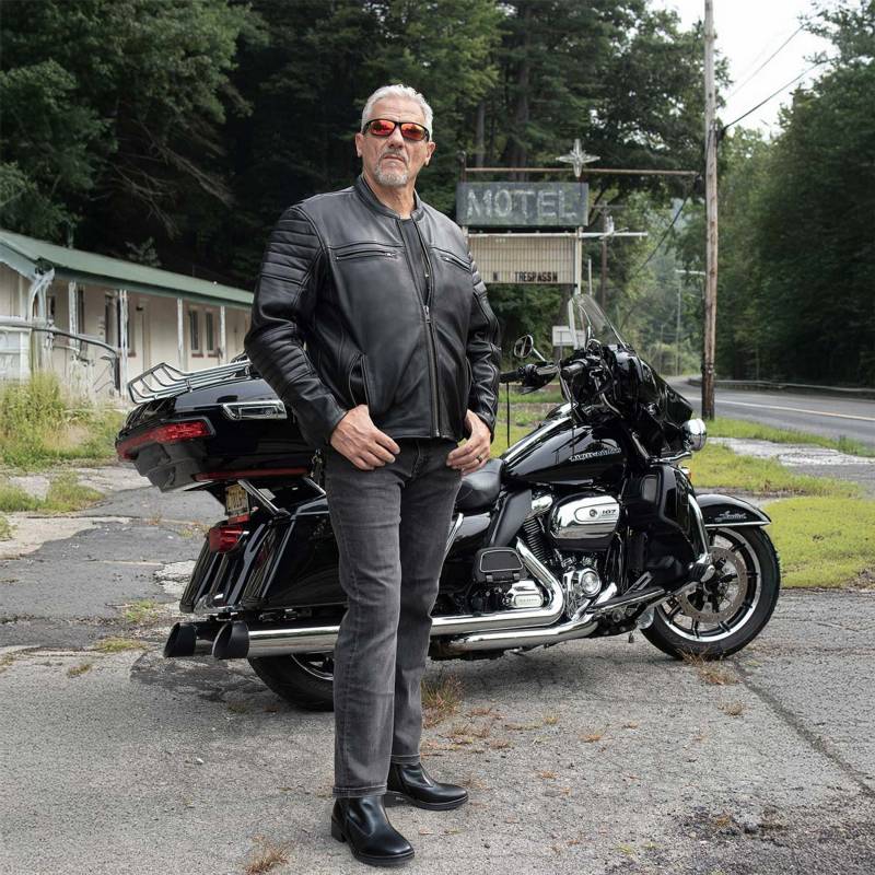 Milwaukee Motorcycle Clothing Co. Men's Black Leather Jacket, MMC10001