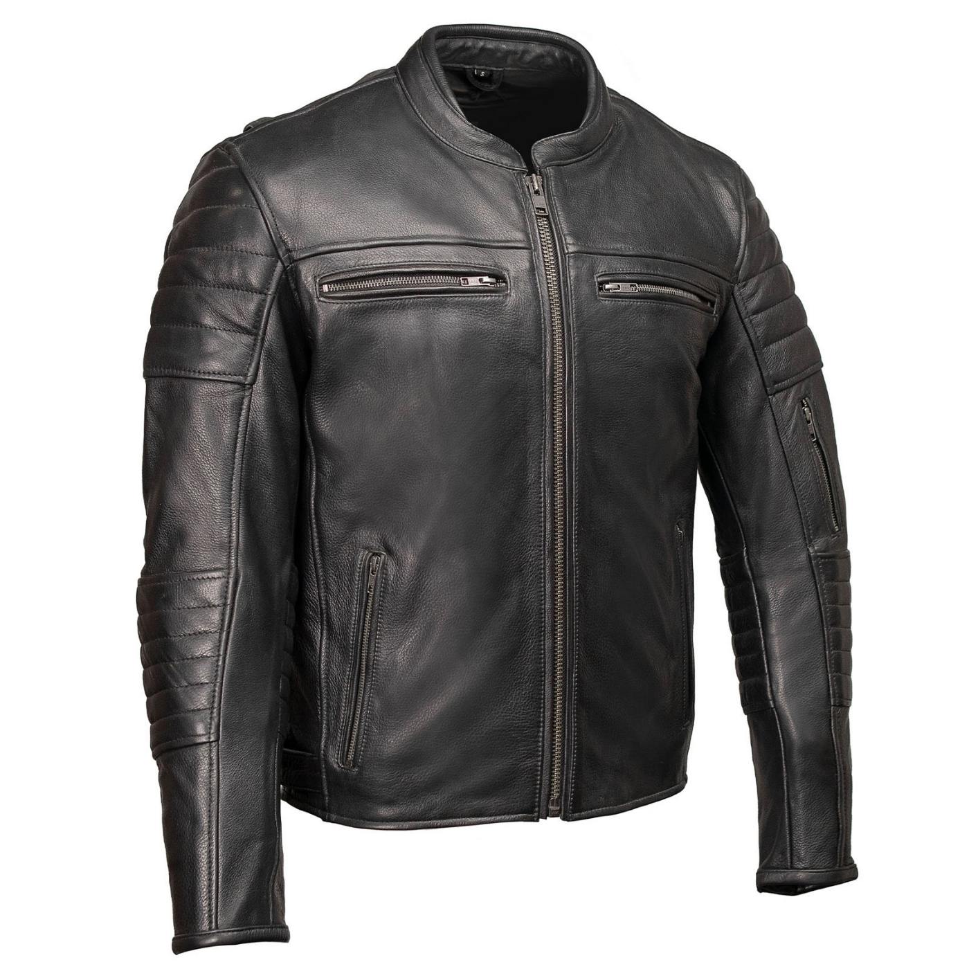 Milwaukee Motorcycle Clothing Co. Men's Black Leather Jacket, MMC10001