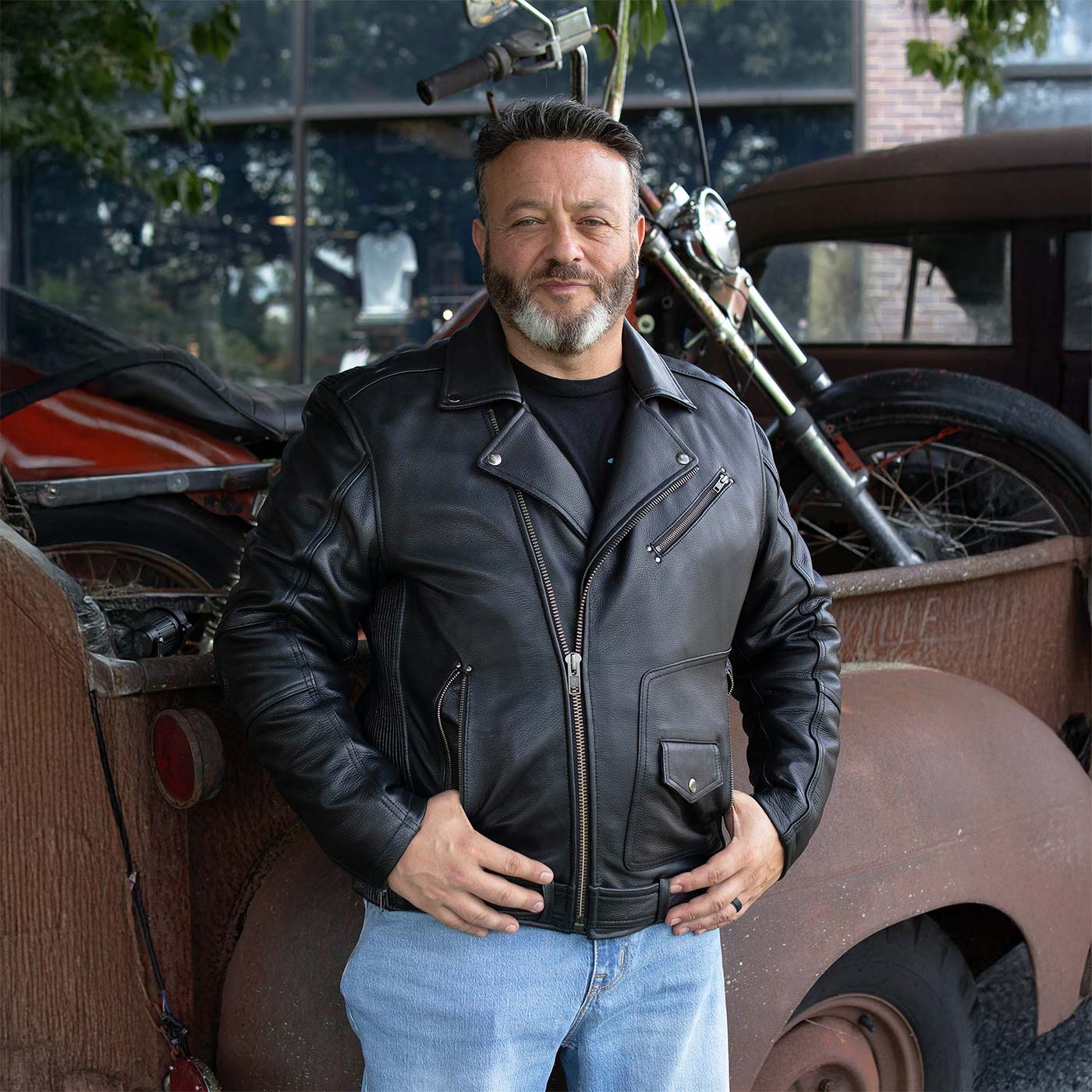 Milwaukee Motorcycle Clothing Co. Men's Black Leather Jacket, MMC1008