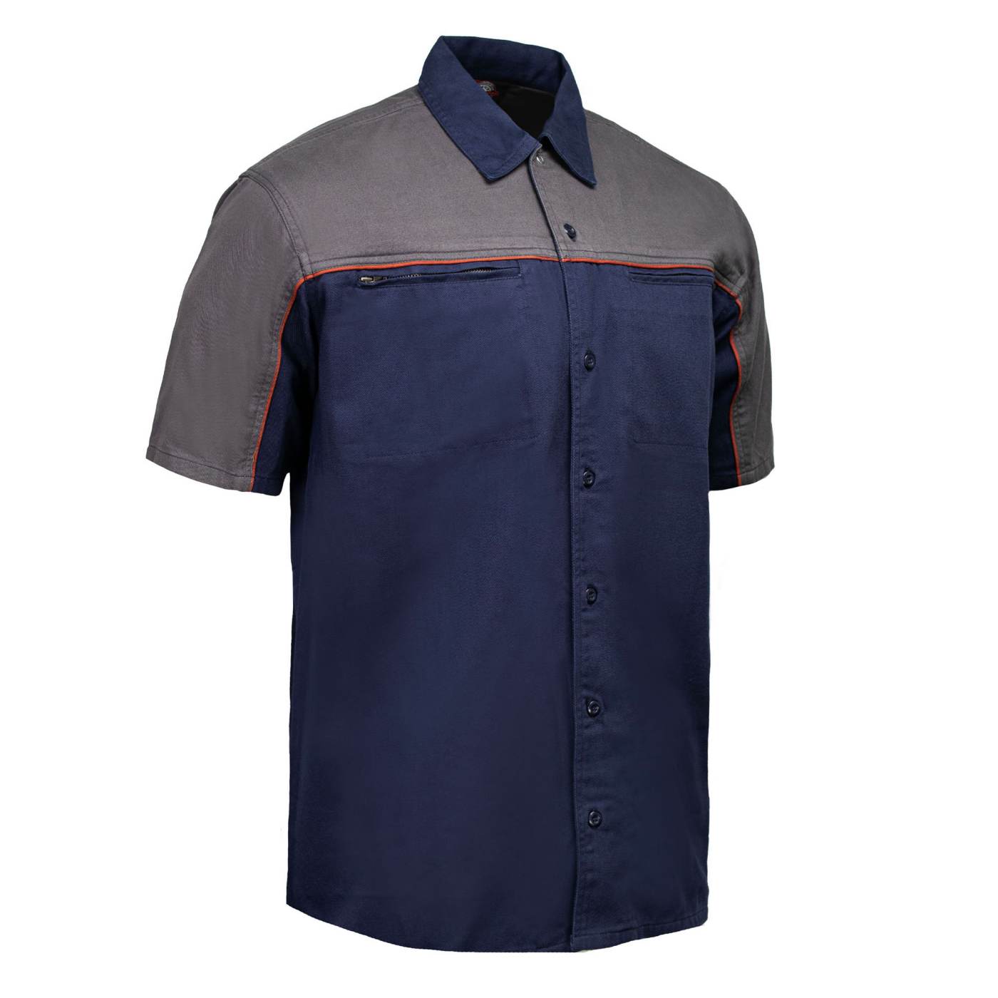 MMCC Men's Reveline Classic Mechanic Shirt - 100% Cotton - 2 Chest Zipper Pockets - Microfiber Panel