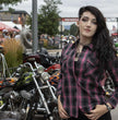 Milwaukee Leather MNG21604 Women's Casual Black with Pink Long Sleeve Casual Cotton Flannel Shirt