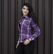 Milwaukee Leather MNG21605 Women's Casual Purple and White Long Sleeve Cotton Casual Flannel Shirt