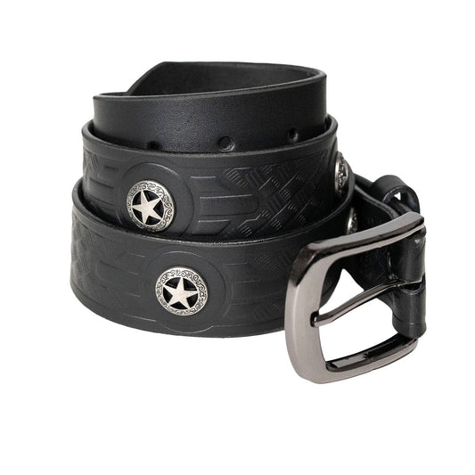 Milwaukee Leather Men's Black Frontier Star Leather Belt, MP7135