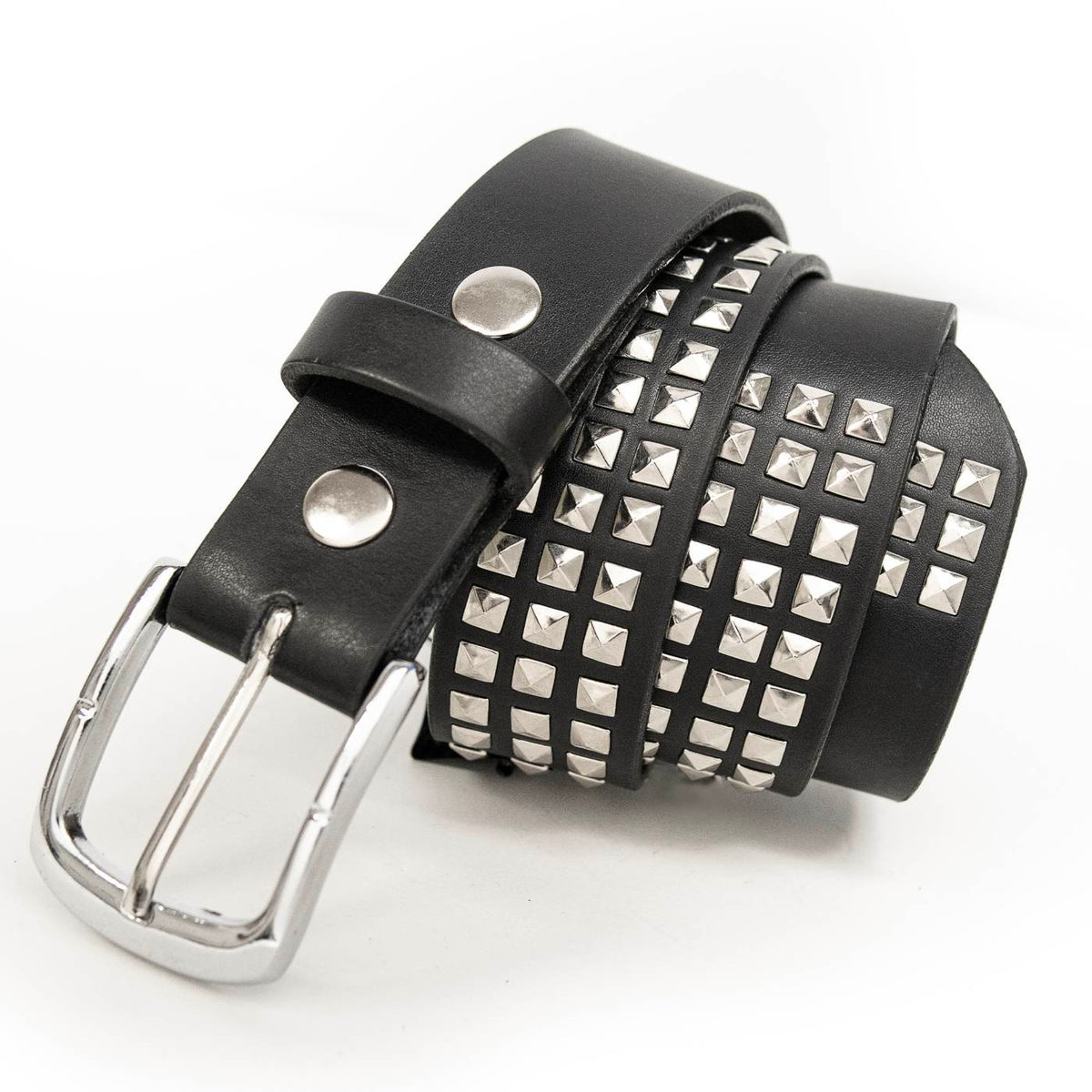 Milwaukee Leather Men's Black Triple-Row Studded Leather Belt, MP7144