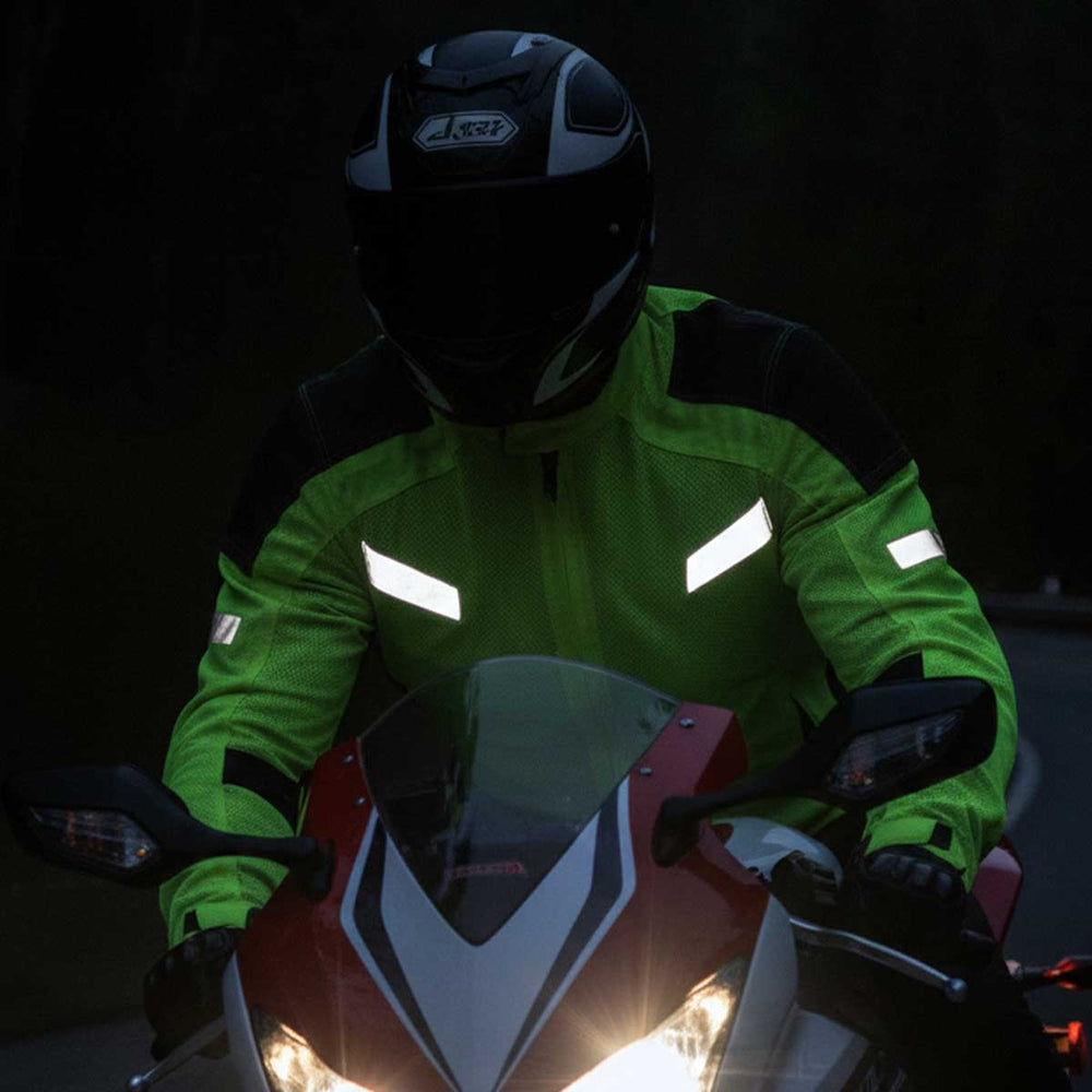 Milwaukee Leather MPM1792 Men's Black and High-Viz Green CE Armored Textile Motorcycle Jacket- All Season Biker Jacket