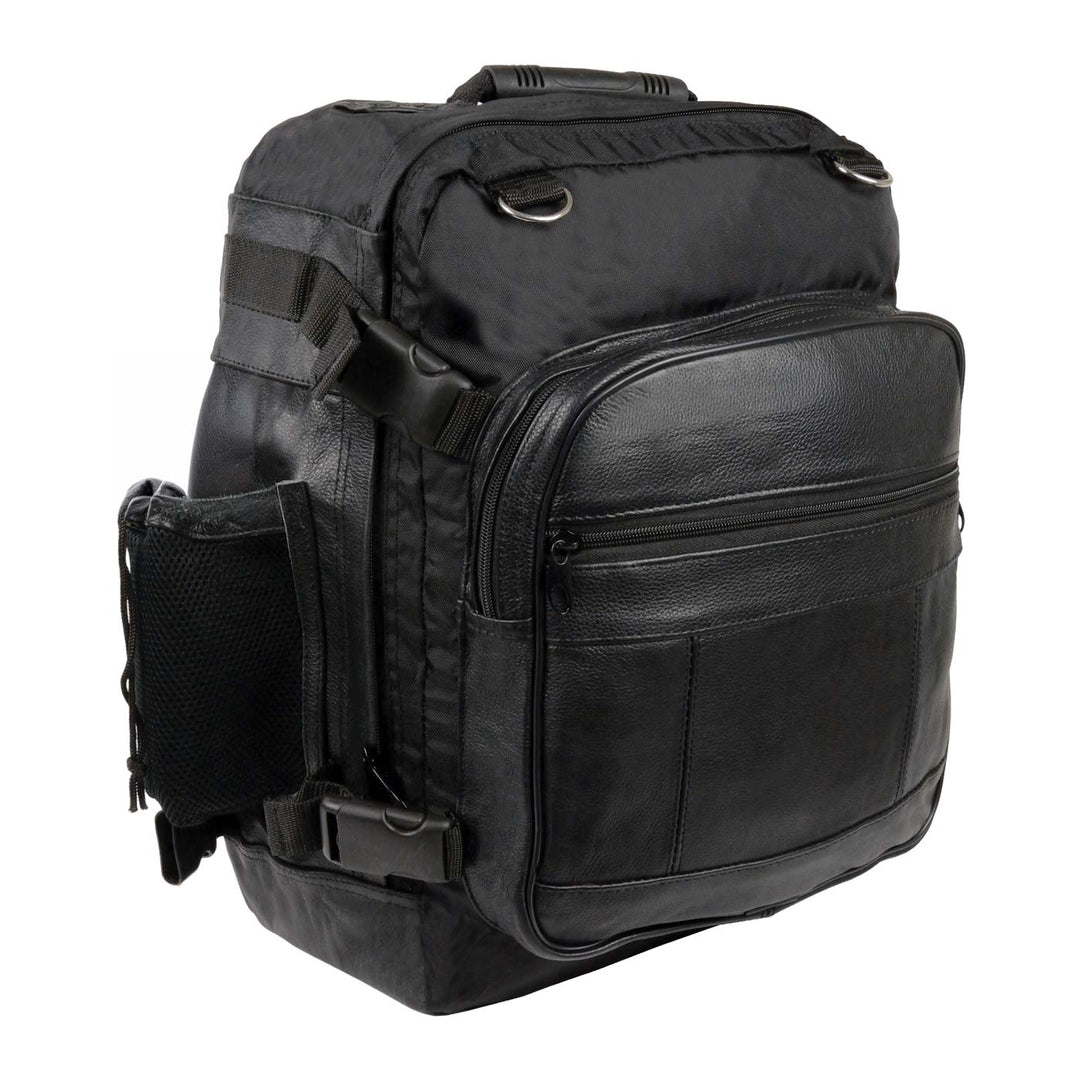 Milwaukee Leather SH54001 Medium Black Leather and Textile Motorcycle Cruiser Sissy Bar Bag