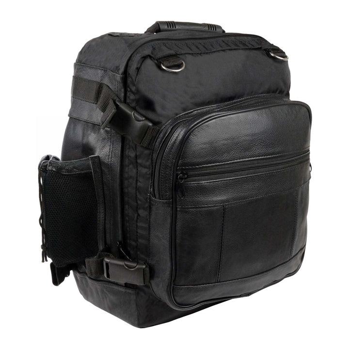 Milwaukee Leather SH54001 Medium Black Leather and Textile Motorcycle Cruiser Sissy Bar Bag