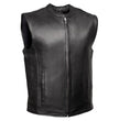 Milwaukee Motorcycle Clothing Co. Men's Rocker Black Leather Premium Club Style Riders Vest MMC30002