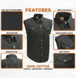 Milwaukee Leather DM1002 Men's Black Lightweight Denim Shirt with Frayed Cut Off Sleeveless