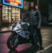 Milwaukee Leather Men's Black Leather Sporty Crossover Scooter Motorcycle Jacket w/ Reflective Piping - LKM1725