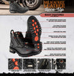 Milwaukee Leather MBL9335 Women's Premium Black Leather Low Cut Lace-Up Motorcycle Riding Boots w/ Zipper Closure
