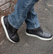 Milwaukee Leather MBM9002 Men's Black Leather Reinforced Street Biker Riding Shoes w/ Shift Protect Ankle Support