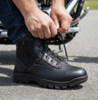 Milwaukee Leather Men's 6-inch Black Leather Swat Style-Tactical Lace-Up Biker Boots w/ Side Zippers MBM9011