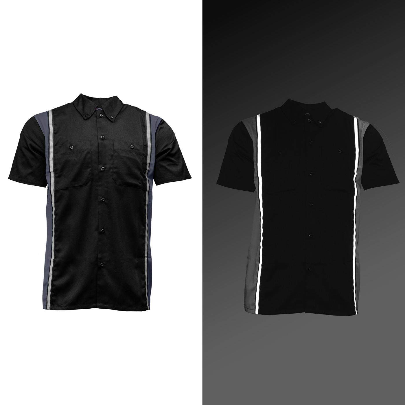 Milwaukee Motorcycle Clothing Co. Men’s Blk/Grey Mechanic Work Shirt – w / Reflective Strip, Rider‑Built MDM11608