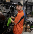 Milwaukee Leather MDM11670 Men’s Orange-Black Mechanic Work Shirt w/ Reflective Strip - Heavy-Duty Button-Up