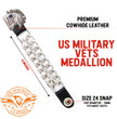 Milwaukee Leather US Military Vet Medallion Vest Extender - Double Chrome Chains Genuine Leather 6.5" Extension 4-PCS MLA6023SET