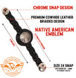 Milwaukee Leather Native American Medallion Vest Extender w/ Genuine Leather Braided Strap 6.5" Extension 4-PCS MLA6066SET