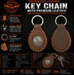 Milwaukee Leather Key Chain with Leather Original Pewter Emblem