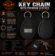 Milwaukee Leather Key Chain with Leather Original Pewter Emblem