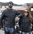 Milwaukee Leather MLM1500 Men's Crossover Black Leather Scooter Jacket with Reflective Skulls