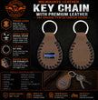 Milwaukee Leather Key Chain with Leather Original Pewter Emblem