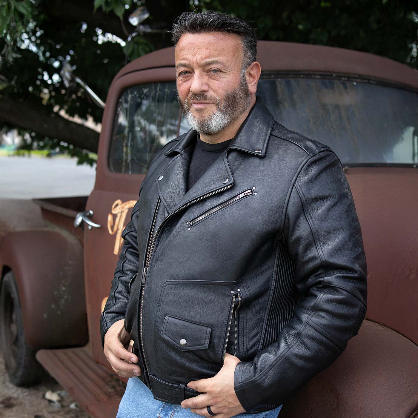 Milwaukee Motorcycle Clothing Co. Men's Black Leather Jacket, MMC1008
