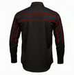 MMCC Men's Octane Long Sleeve Mechanic Shirt - Black with Red Stripe - 50-50 Cotton Poly - MMCC16002
