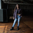 Milwaukee Leather MNG21604 Women's Casual Black with Pink Long Sleeve Casual Cotton Flannel Shirt