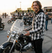 Milwaukee Leather Men’s Othello Black & White Plaid Hooded Riding Shirt w/ CE Armor & Aramid Fiber Panels - MPM1629