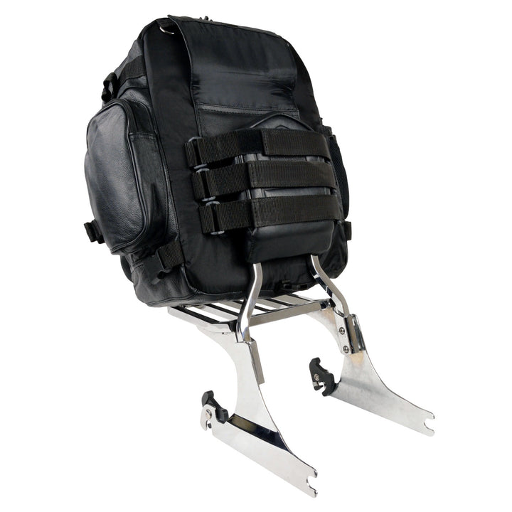 Milwaukee Leather SH54001 Medium Black Leather and Textile Motorcycle Cruiser Sissy Bar Bag